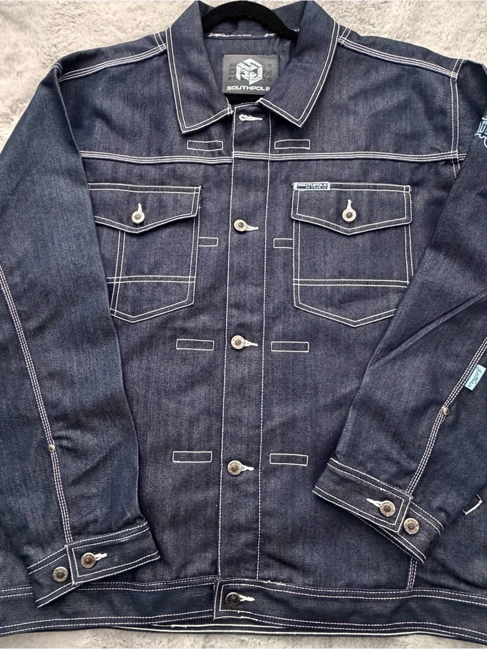 Southpole Vintage Y2K Team Dark Denim Jean Jacket Contrast Stitching XL